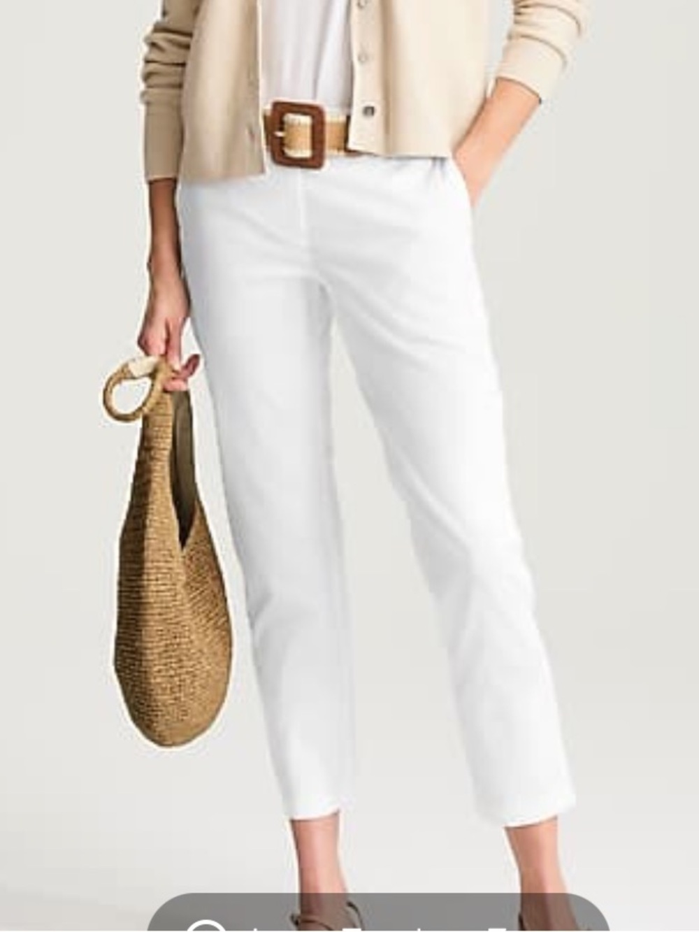 J. Jill White Slim-Leg Cropped Cotton Textured Chinos Coastal Chic Pants size 16